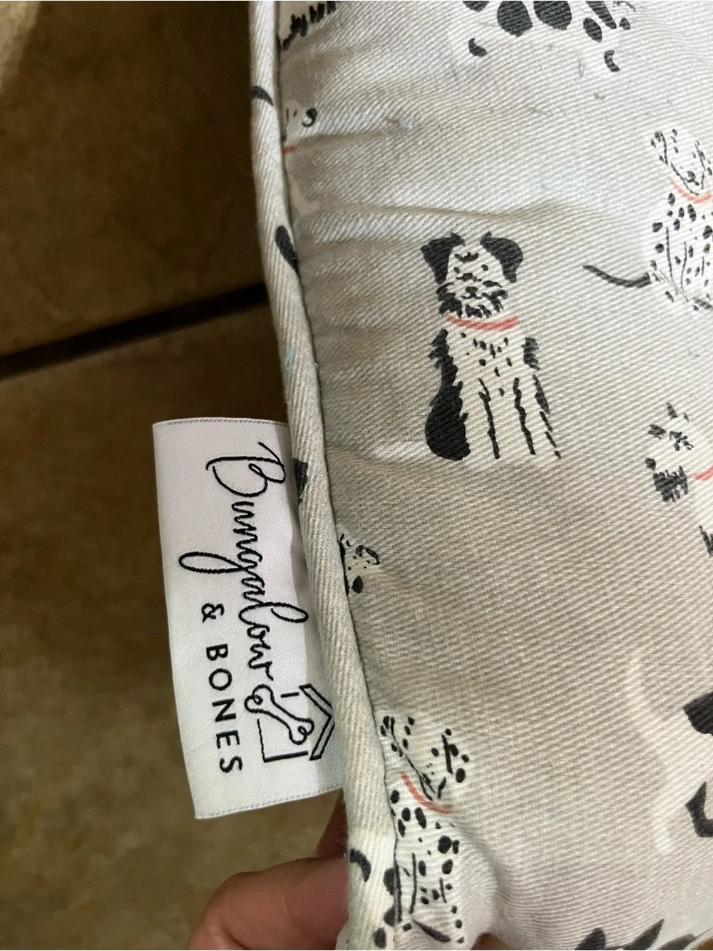 Bunglo & Bones Dog Bed Pillow Gray Dog Print Pet Cushion